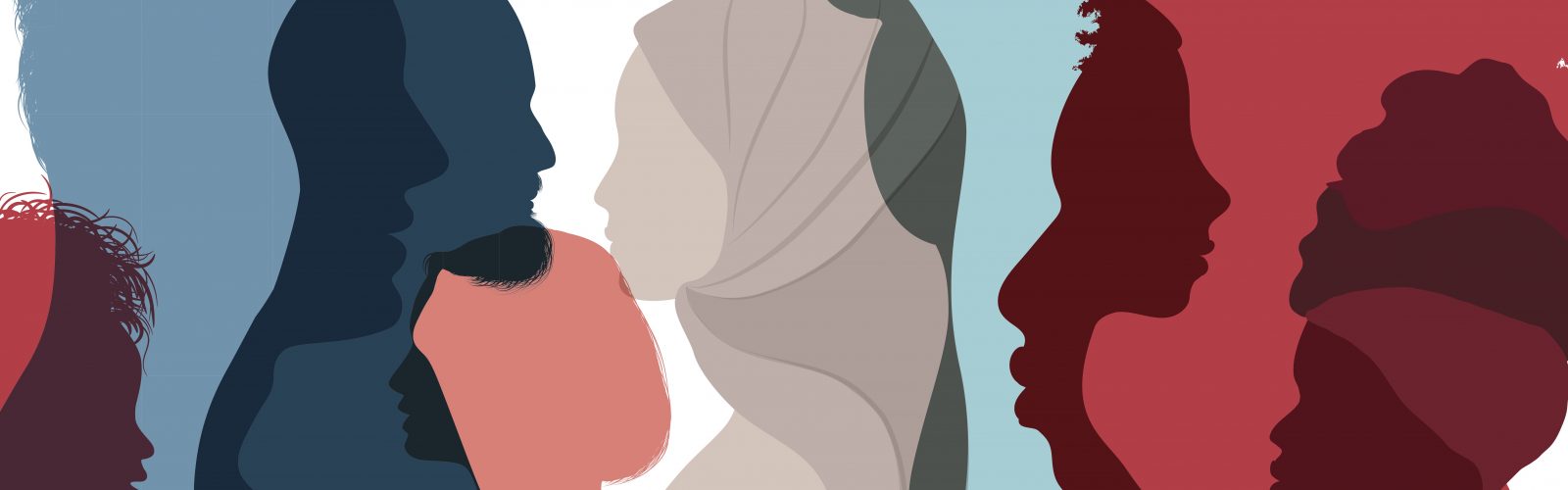Artistic representation of profiles of diverse persons